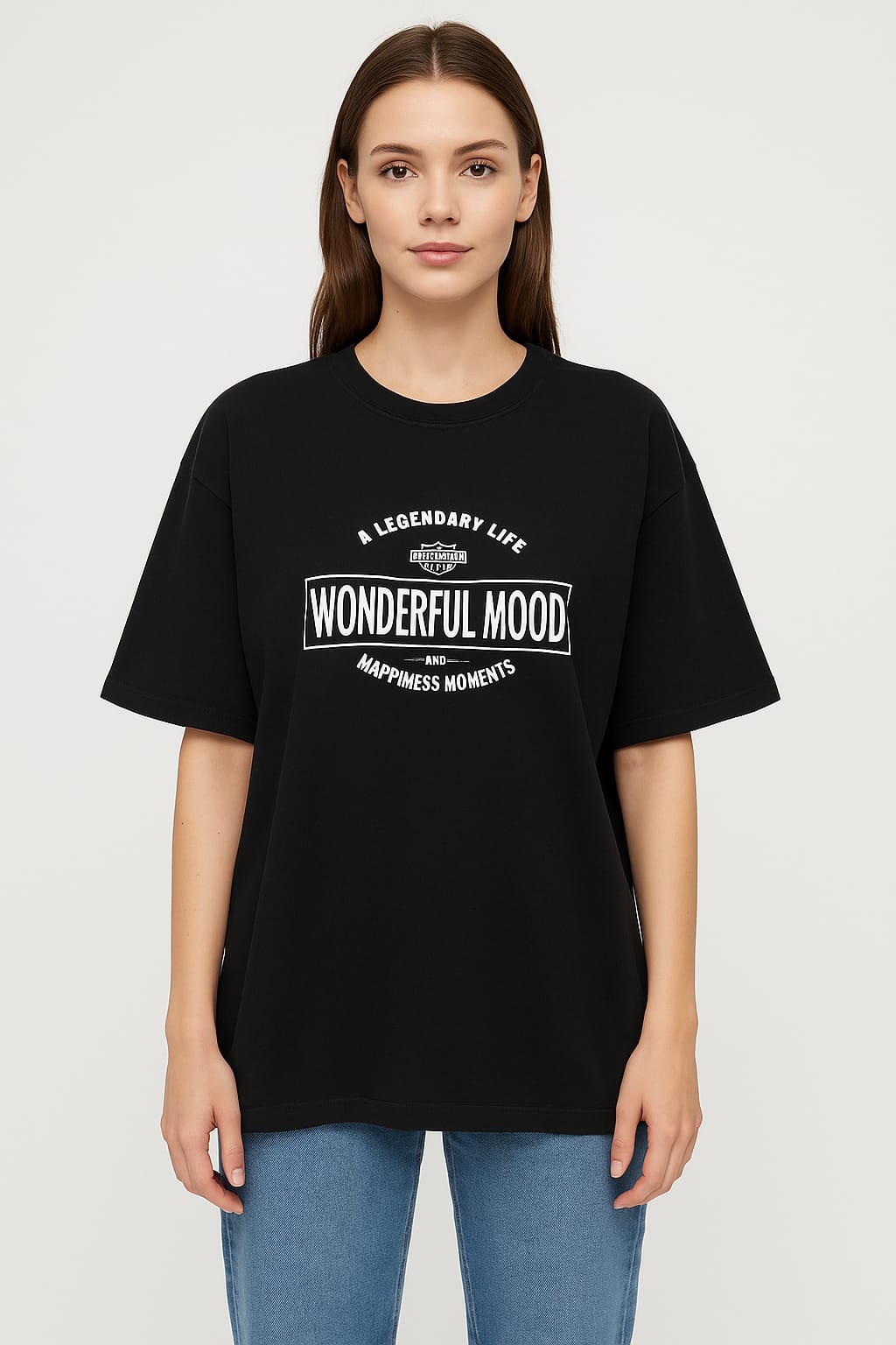 Baskılı Oversize Kadın T-Shirt