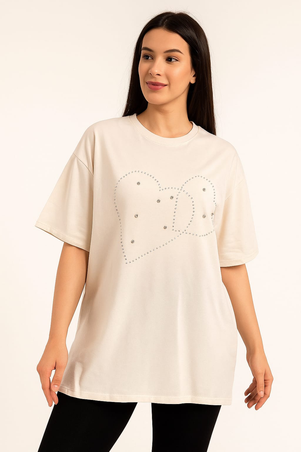 Taşlı Oversize Anne Bluz