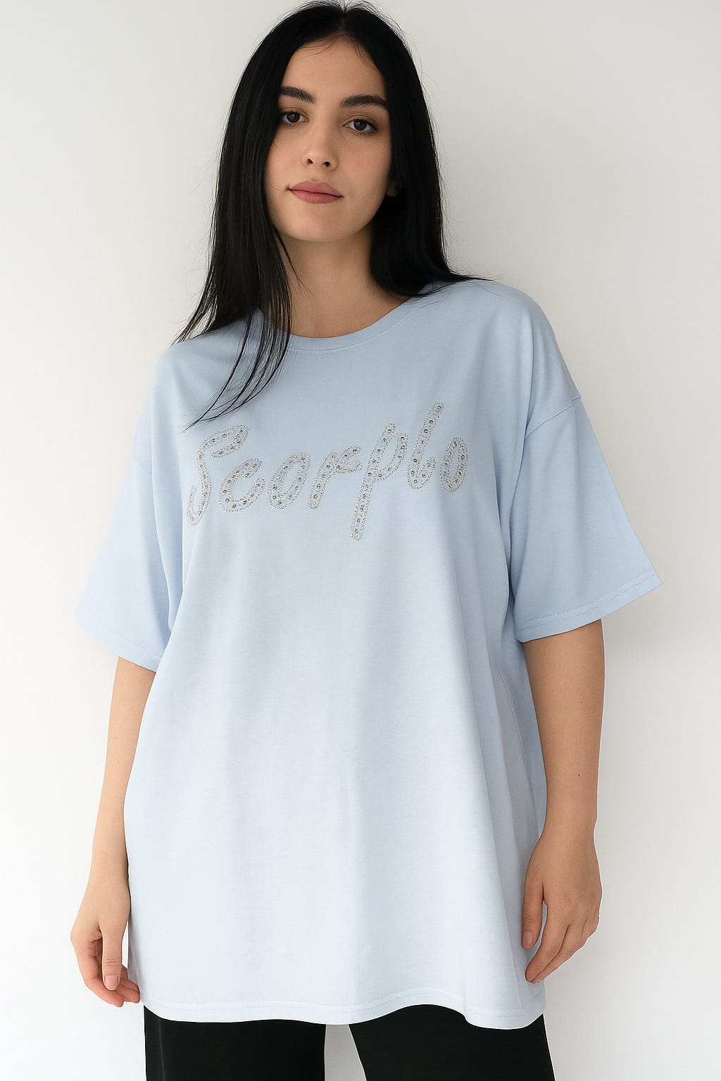 Taşlı Oversize Anne Bluz