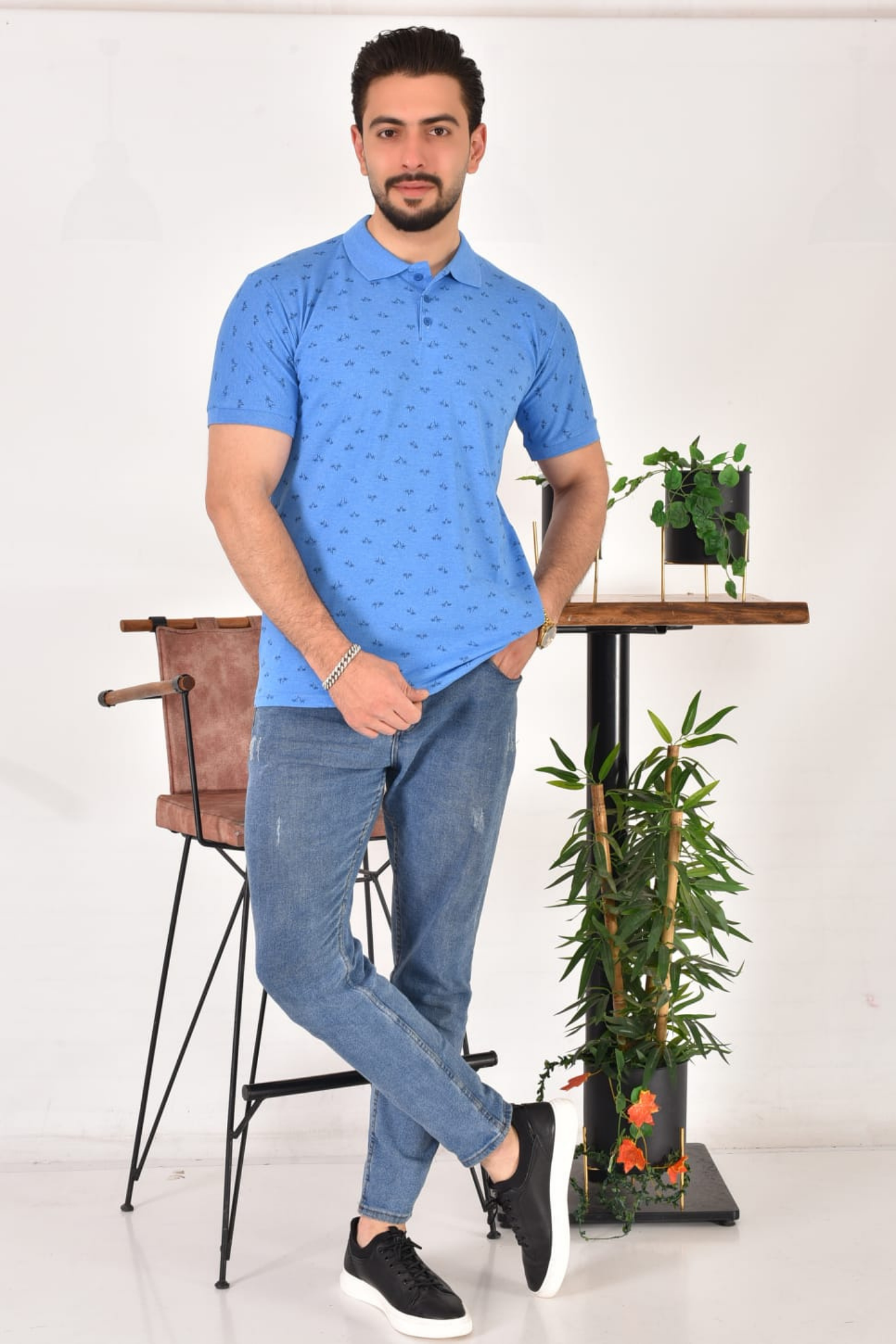 Erkek Polo Yaka Desenli T-Shirt