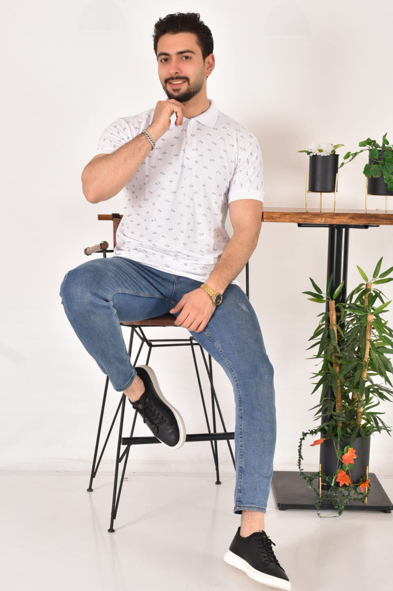 Erkek Polo Yaka Desenli T-Shirt