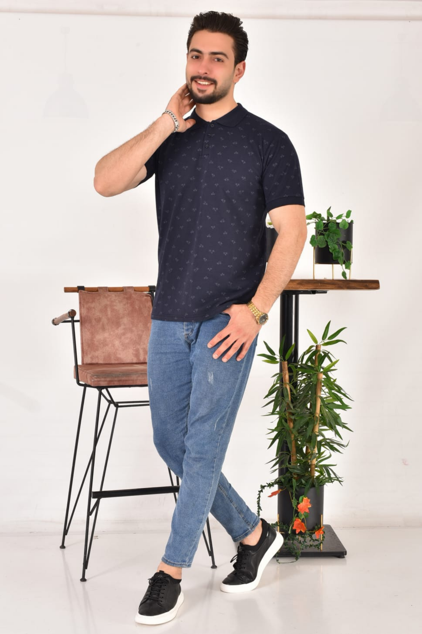 Erkek Polo Yaka Desenli T-Shirt