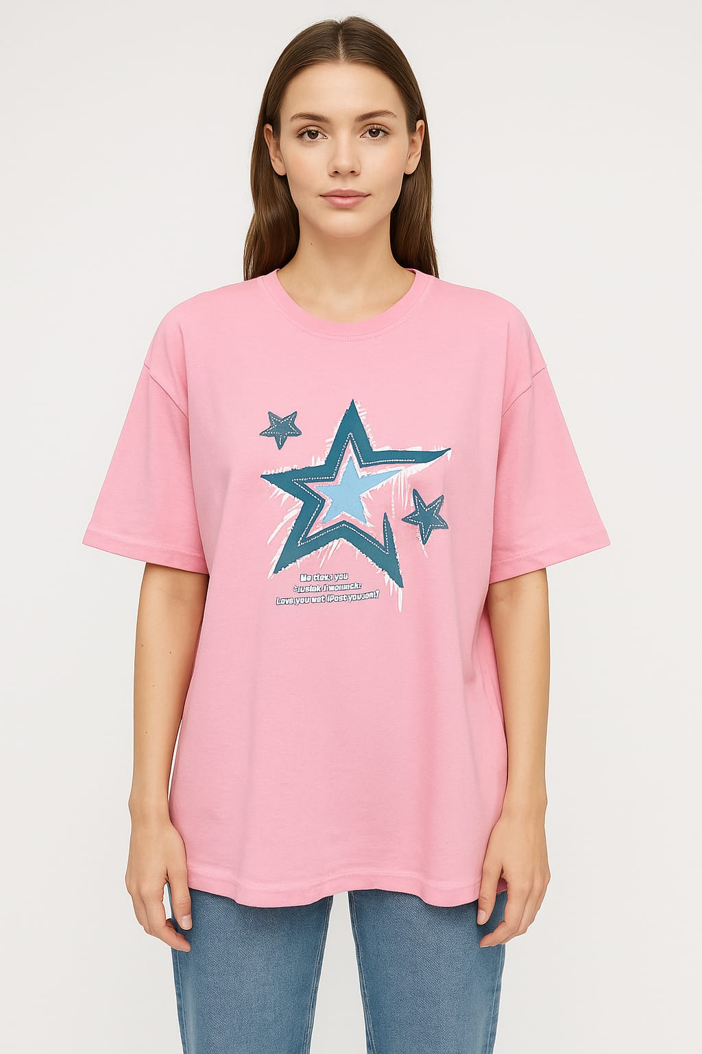 Baskılı Oversize Kadın T-Shirt