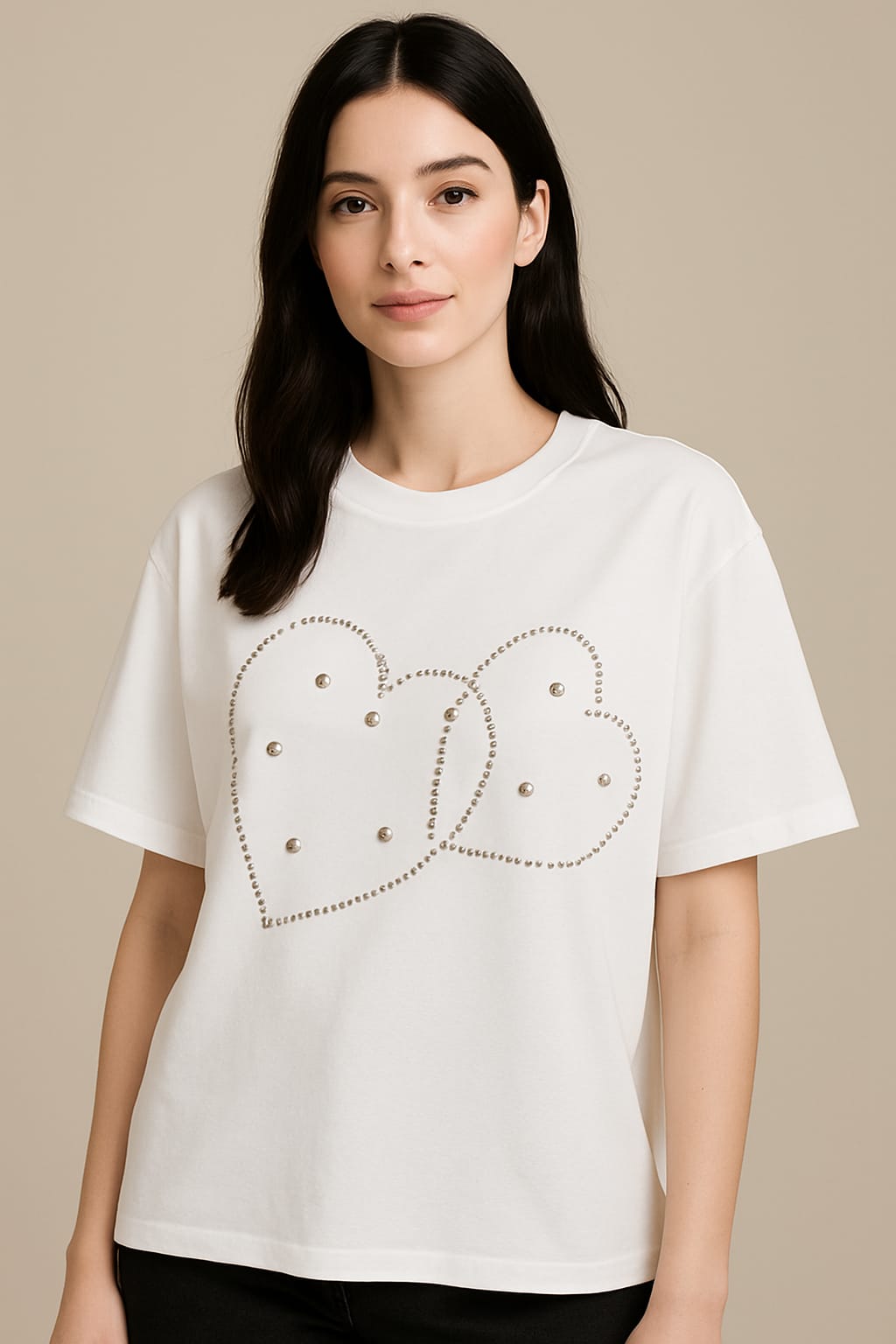 Taşlı Oversize Anne Bluz