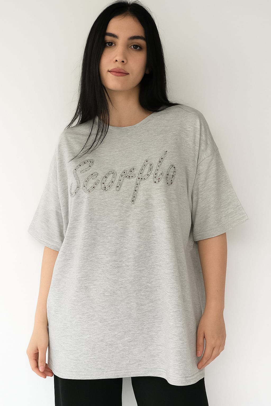 Taşlı Oversize Anne Bluz