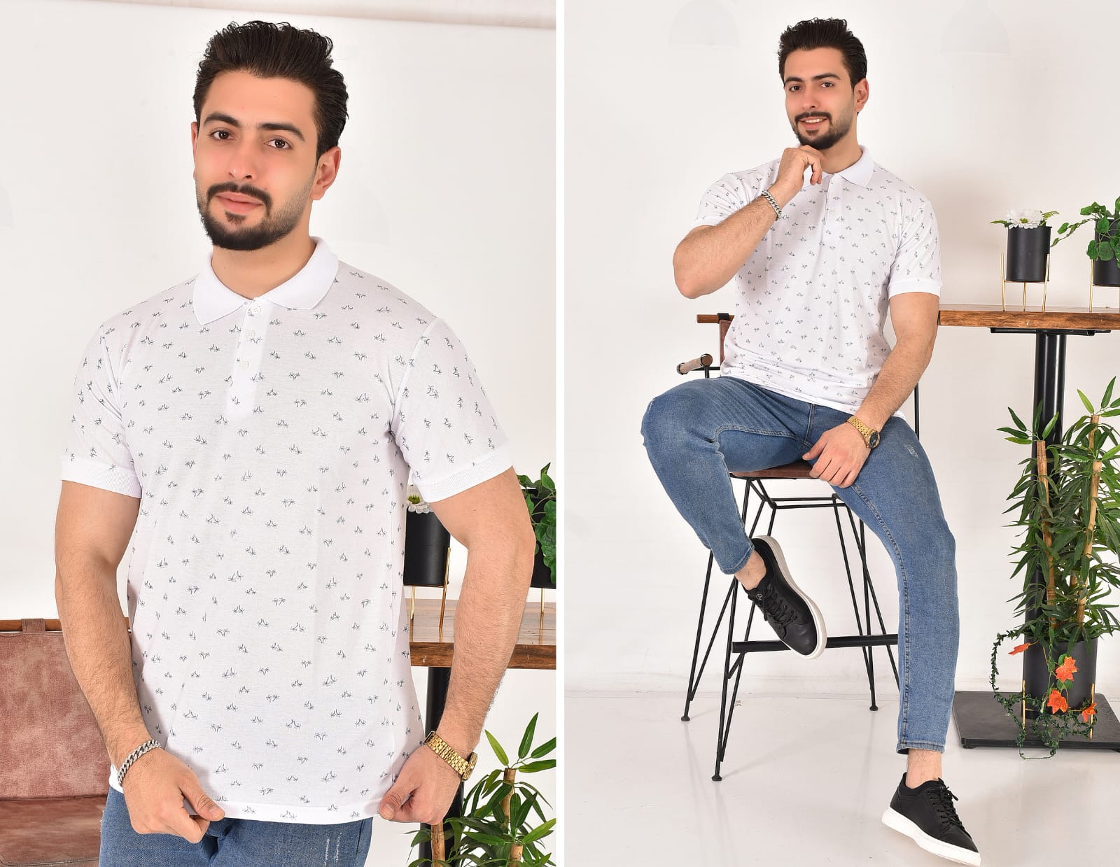 Erkek Polo Yaka Desenli T-Shirt