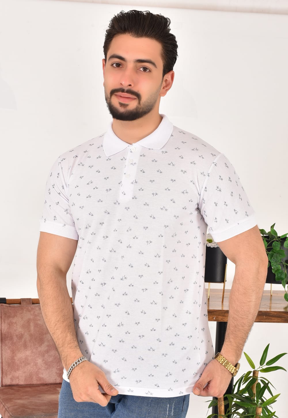 Erkek Polo Yaka Desenli T-Shirt
