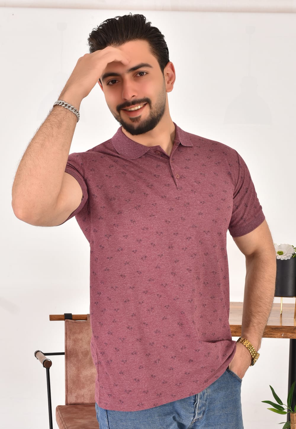 Erkek Polo Yaka Desenli T-Shirt