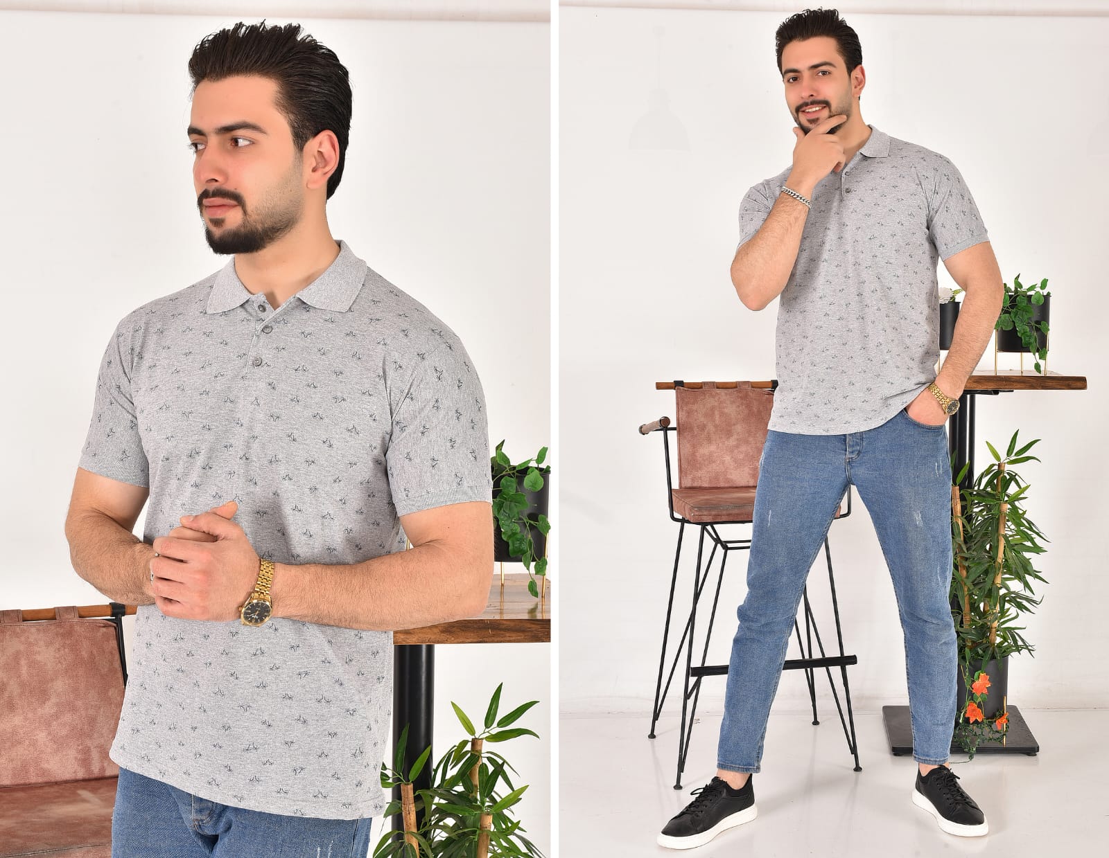 Erkek Polo Yaka Desenli T-Shirt