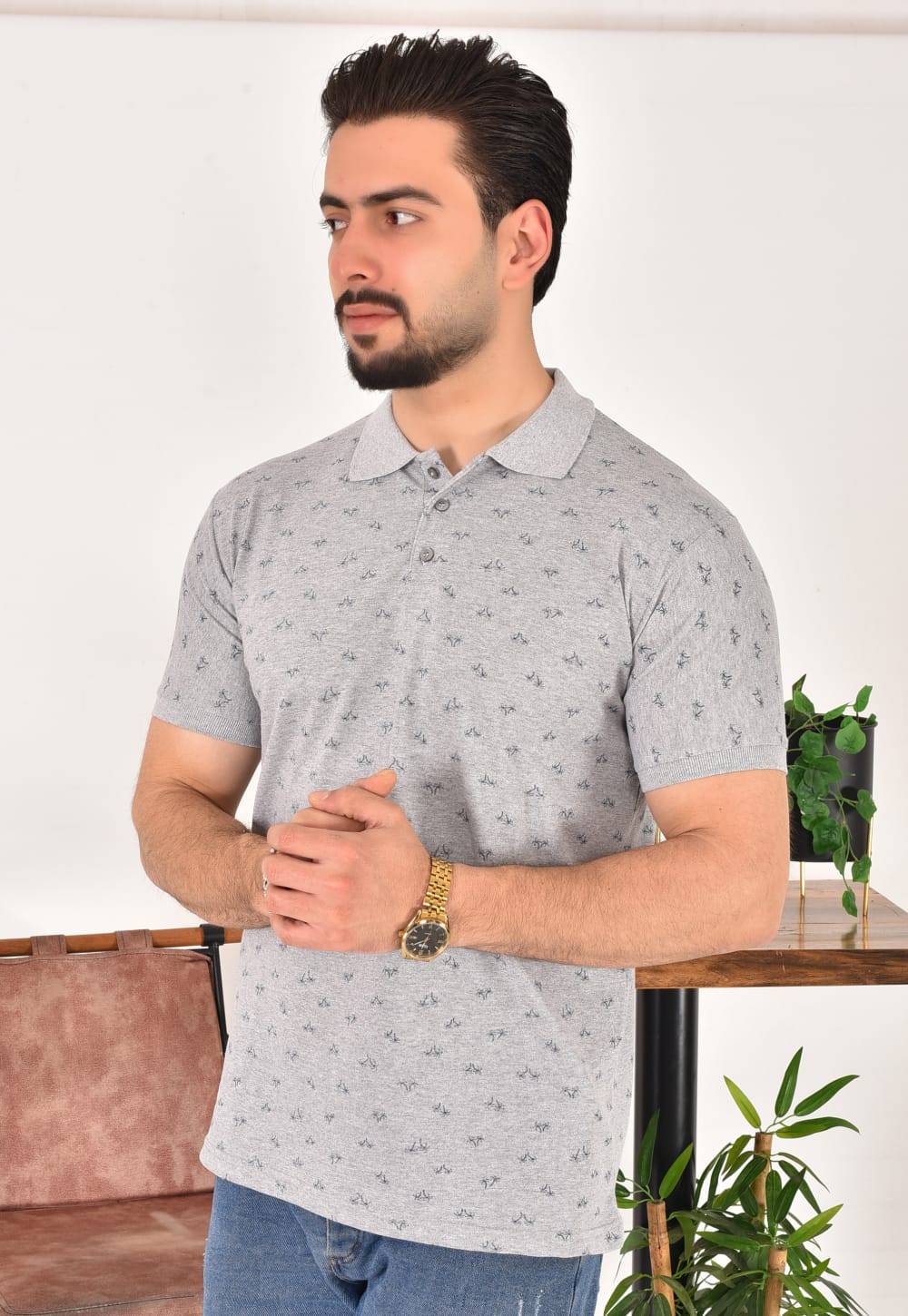 Erkek Polo Yaka Desenli T-Shirt