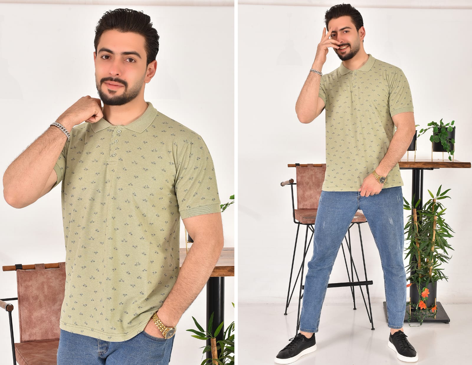 Erkek Polo Yaka Desenli T-Shirt
