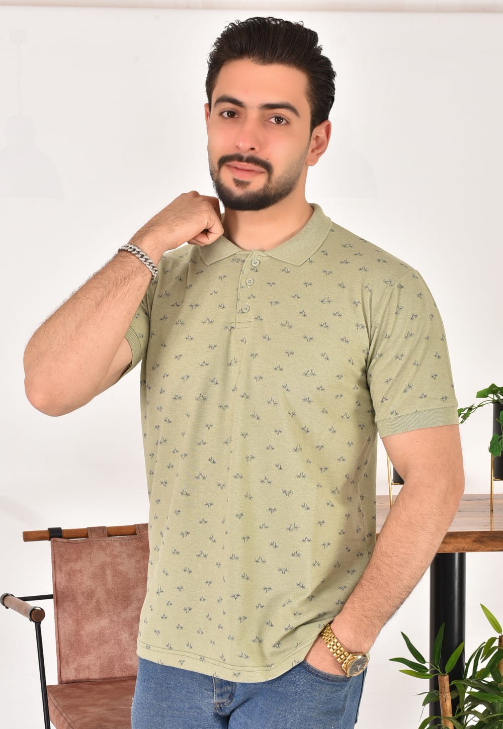 Erkek Polo Yaka Desenli T-Shirt