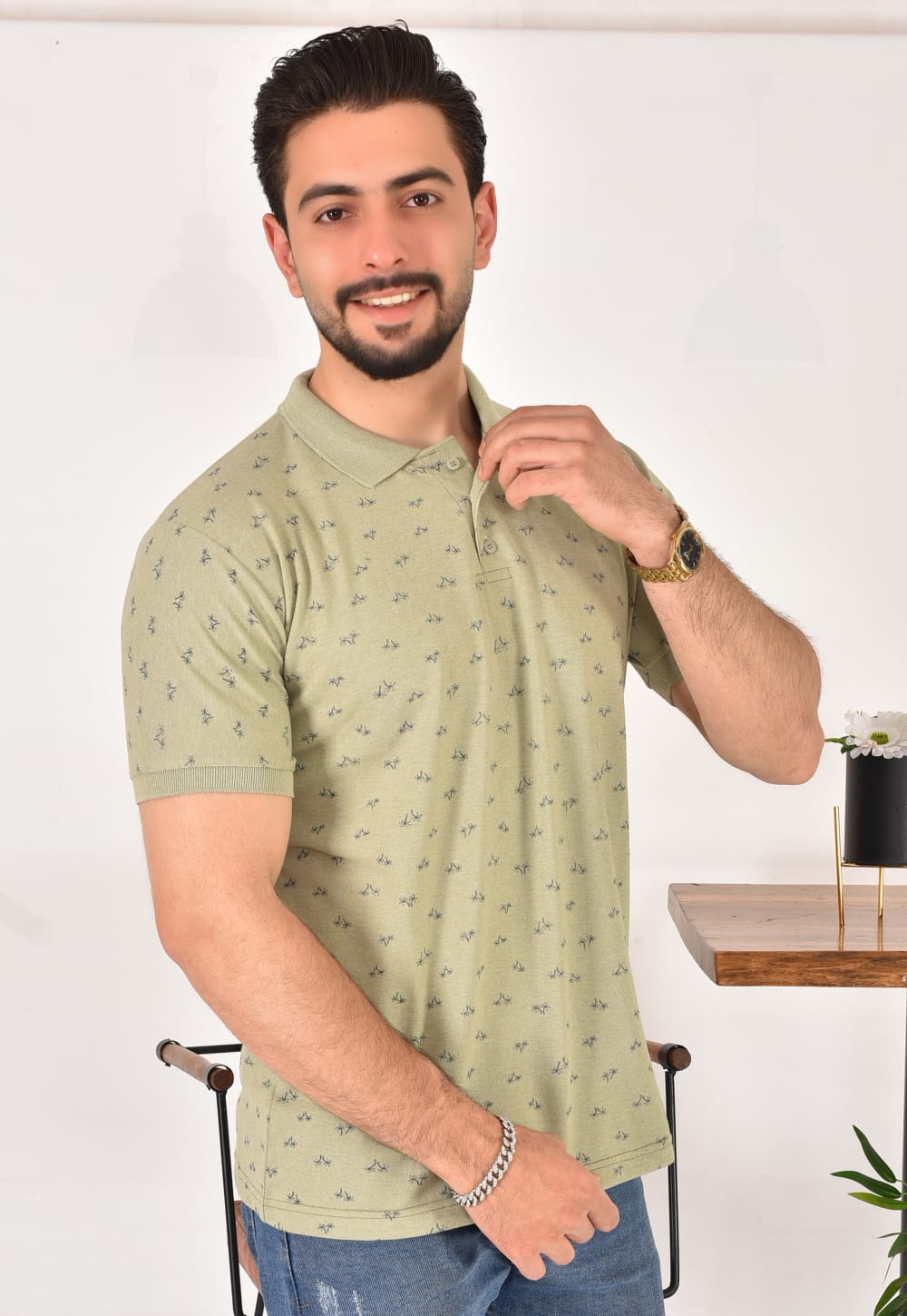 Erkek Polo Yaka Desenli T-Shirt