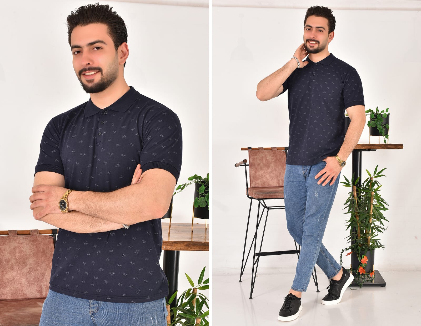 Erkek Polo Yaka Desenli T-Shirt
