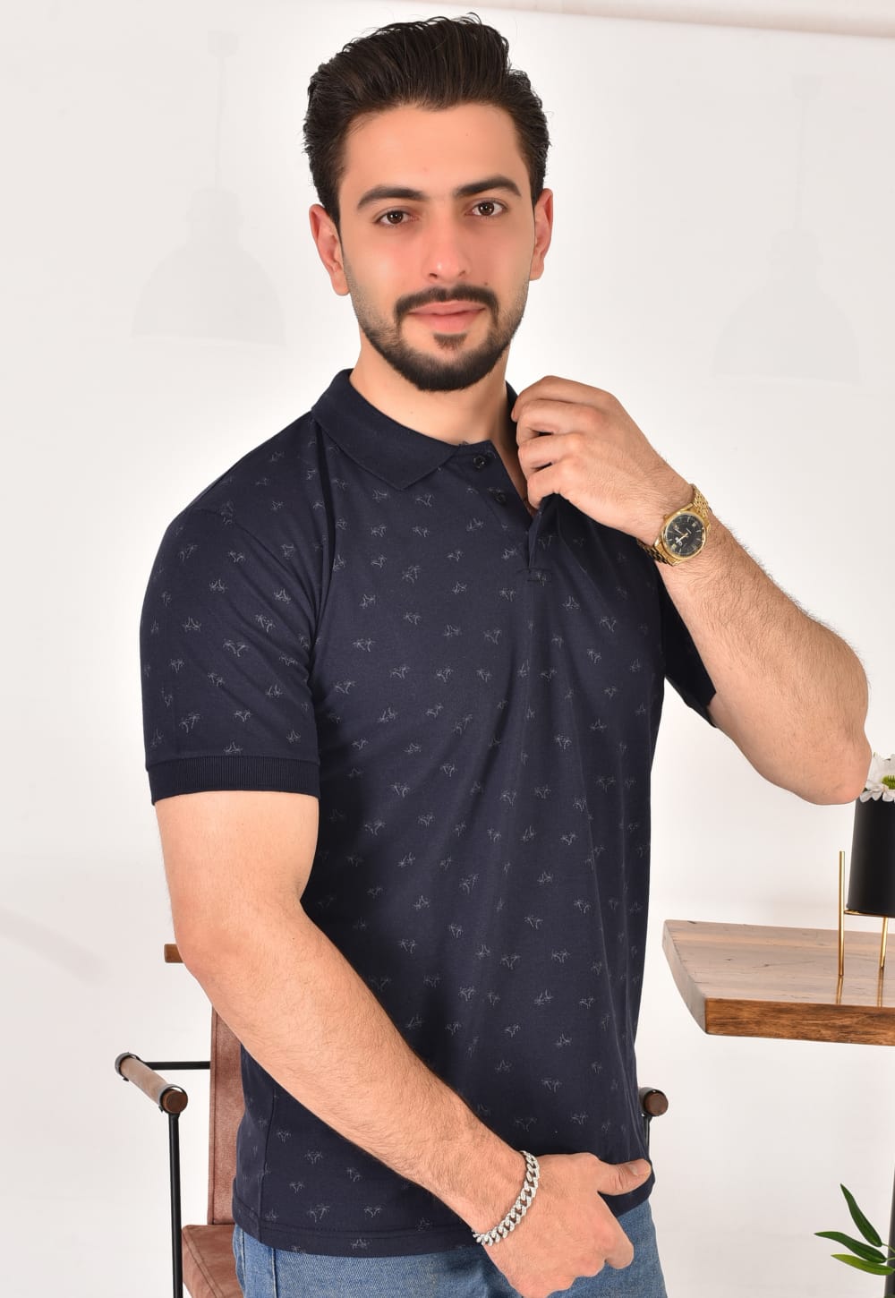 Erkek Polo Yaka Desenli T-Shirt