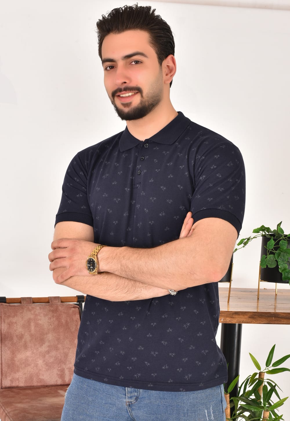 Erkek Polo Yaka Desenli T-Shirt