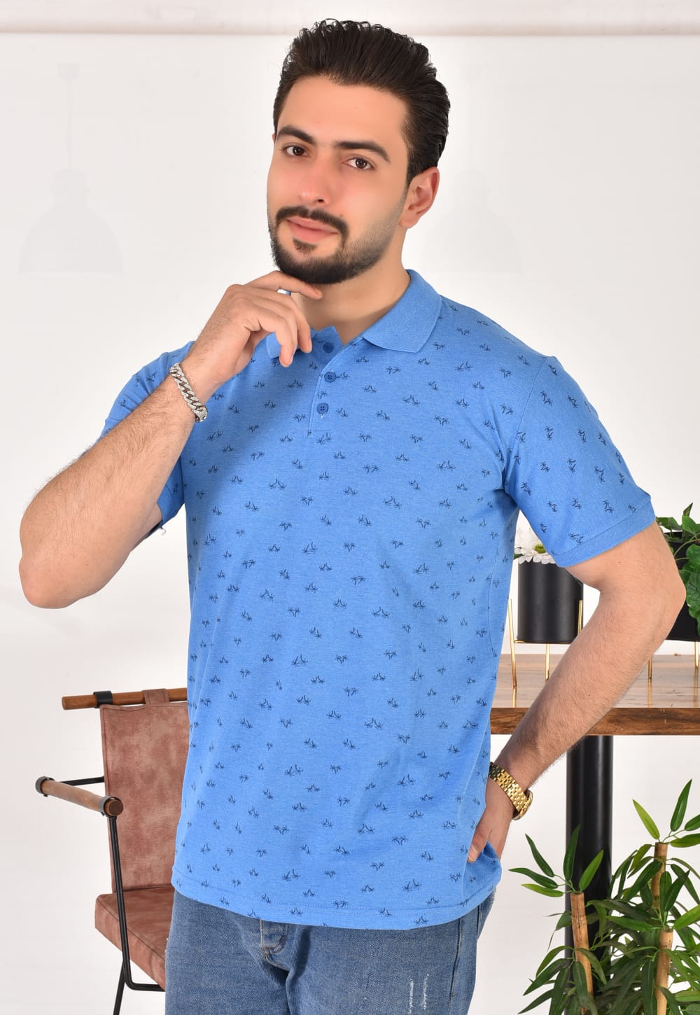 Erkek Polo Yaka Desenli T-Shirt