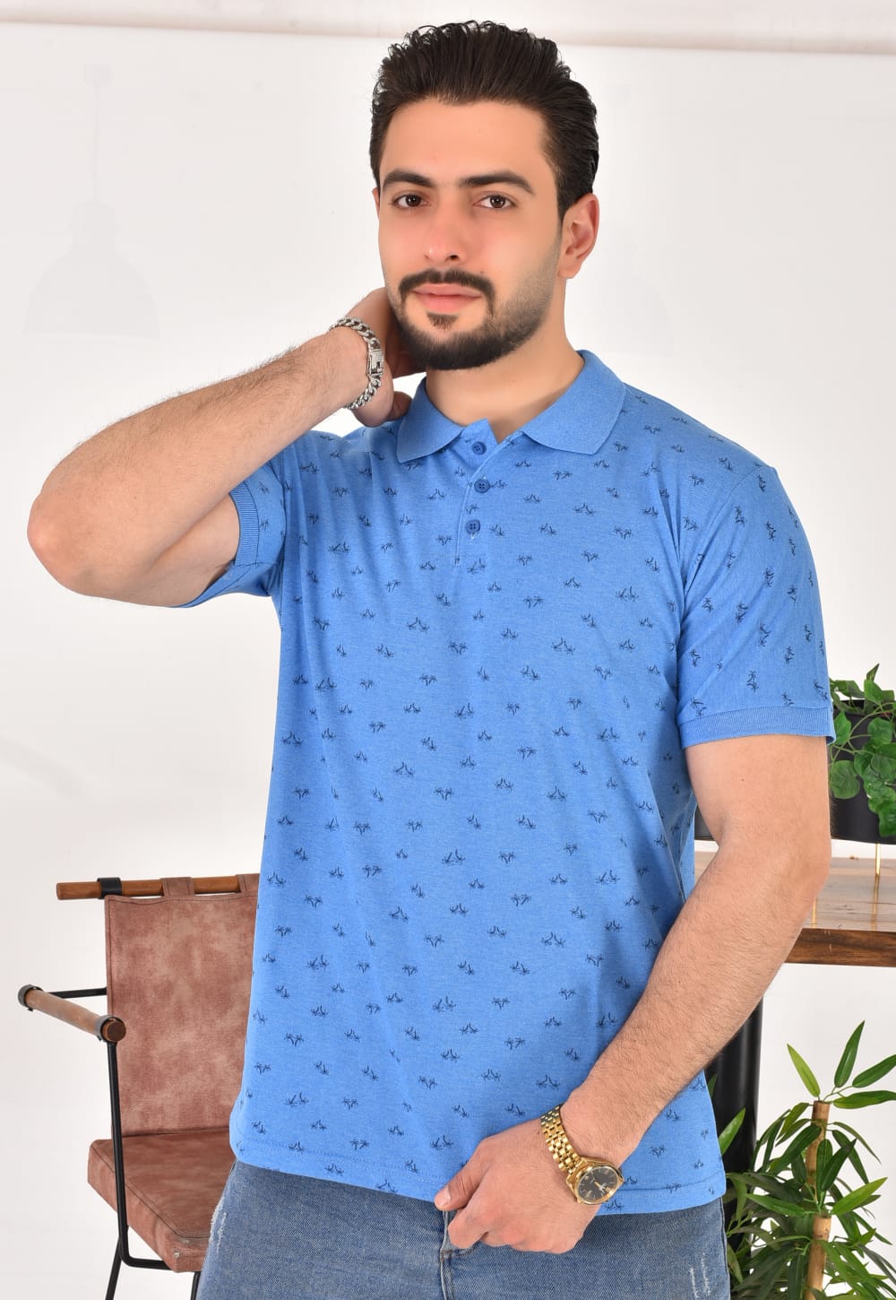 Erkek Polo Yaka Desenli T-Shirt