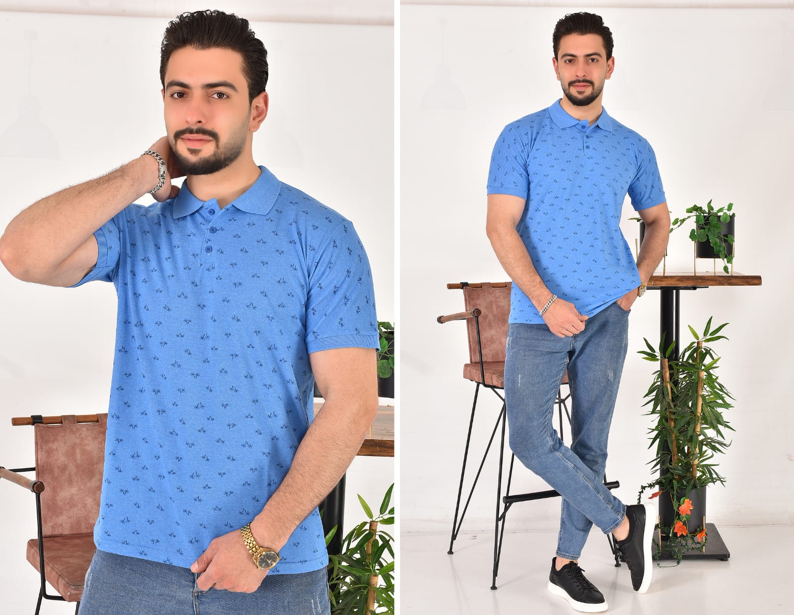 Erkek Polo Yaka Desenli T-Shirt