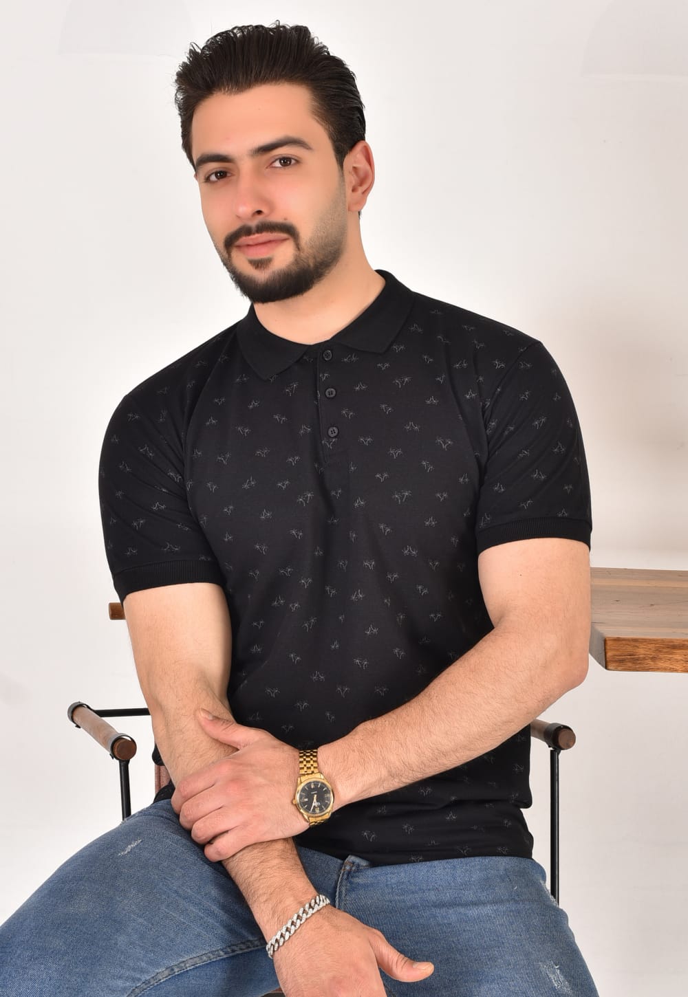 Erkek Polo Yaka Desenli T-Shirt