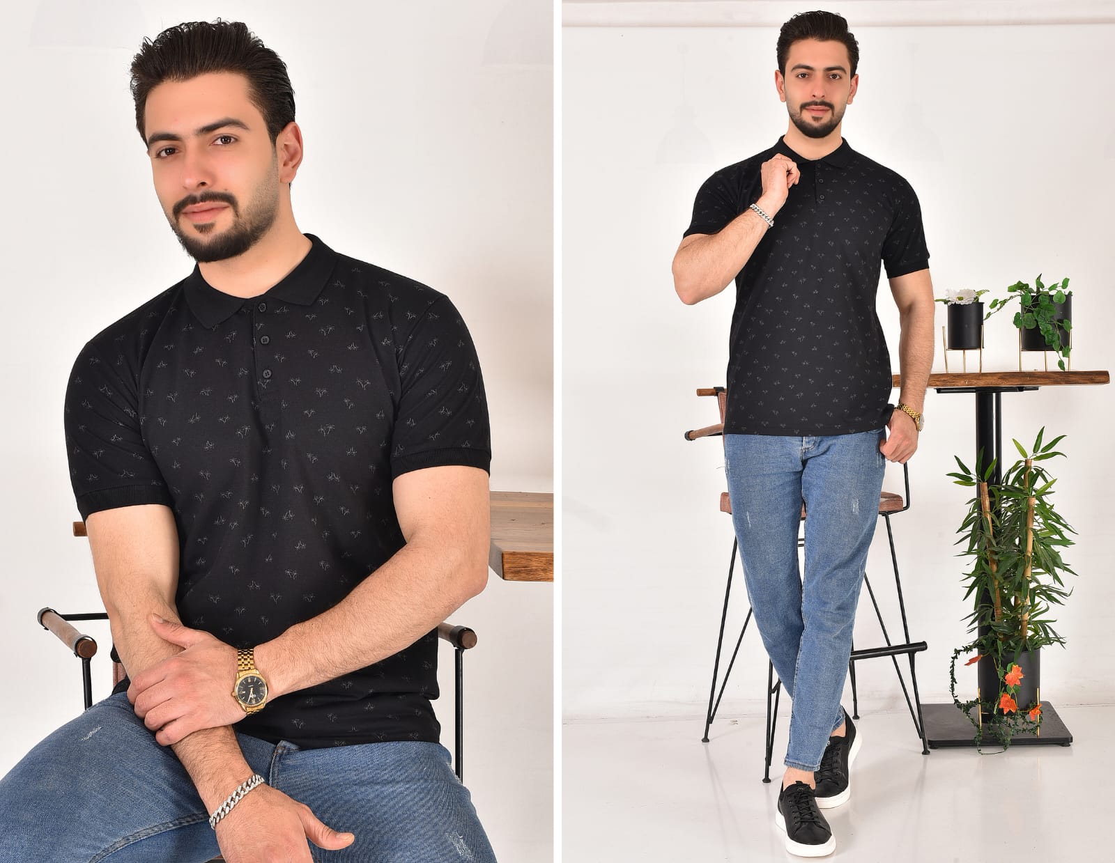 Erkek Polo Yaka Desenli T-Shirt