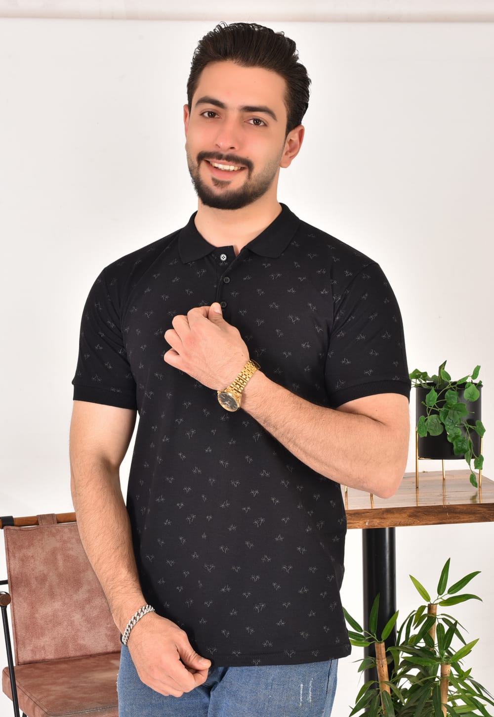 Erkek Polo Yaka Desenli T-Shirt